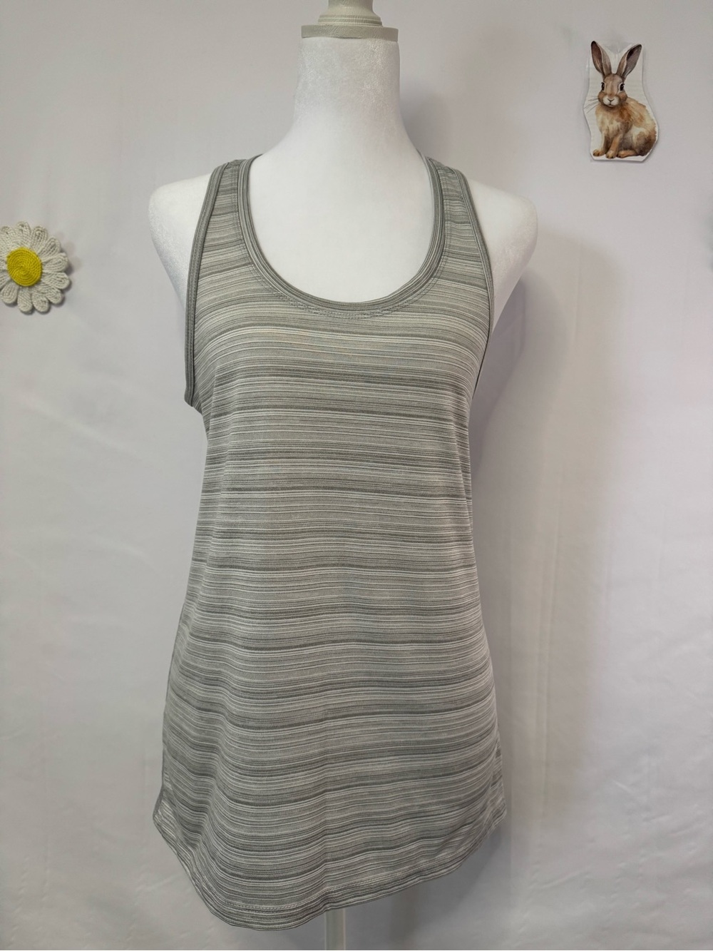 Danskin Gray Striped Racerback Athletic Tank Top S